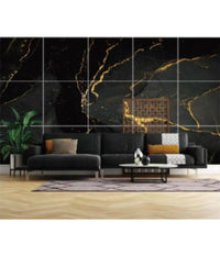 Pannello Adesivo Effetto Marmo Nero Venato Oro Pareti Paraschizzi 300x60cm Stanza         