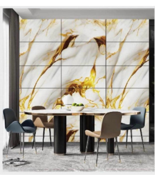 Pannello Adesivo Effetto Marmo Perlato Dorato Pareti Paraschizzi 300x60cm Stanza         