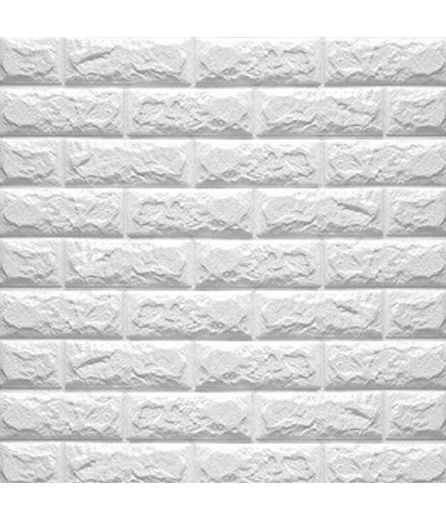 Pannello Adesivo Per Parete Decorazione Effetto Pietra Muro 3d 70 X 60 Cm Bianco         