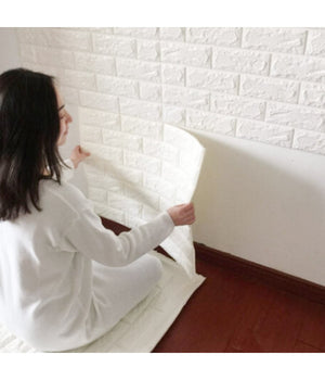 Pannello Adesivo Per Parete Decorazione Effetto Pietra Muro 3d 70 X 60 Cm Bianco         