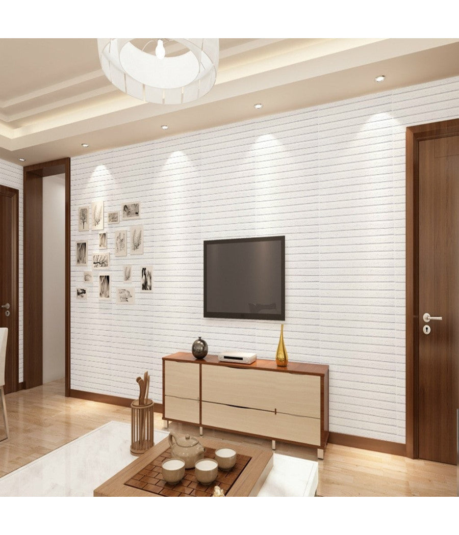 Pannello Adesivo Per Parete Decorazione Effetto Pietra Muro 3d 70 X 60 Cm Bianco         