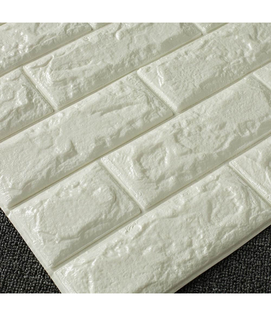 Pannello Adesivo Per Parete Decorazione Effetto Pietra Muro 3d 70 X 60 Cm Bianco         