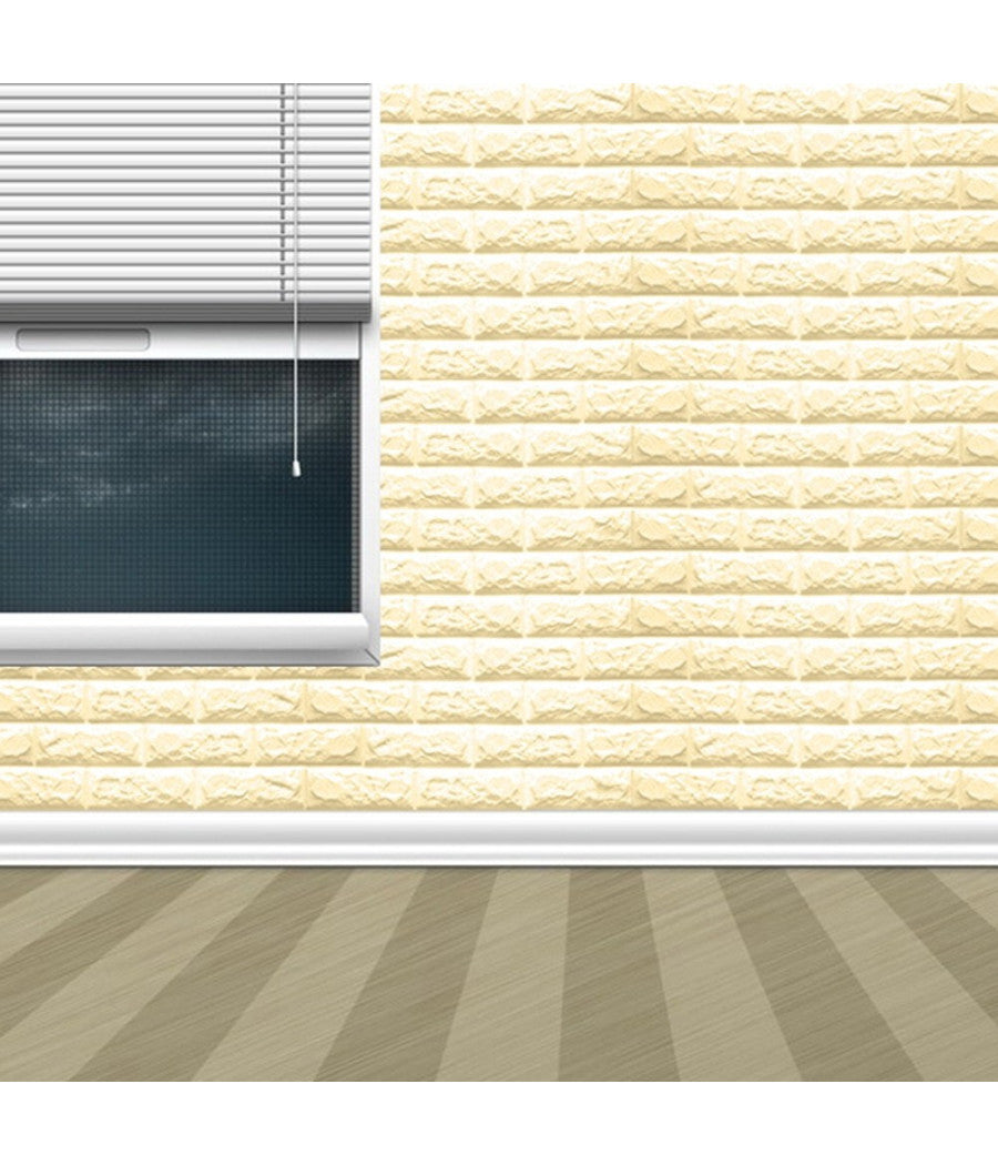 Pannello Adesivo Per Decorazione Parete Effetto Pietra Muro 70 X 60 Cm Beige         