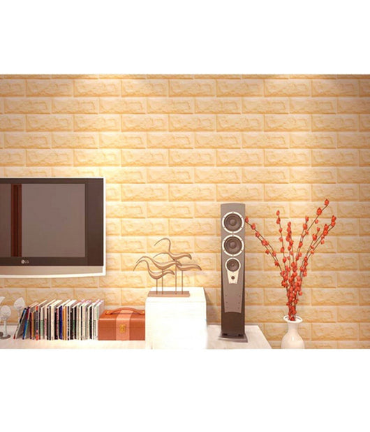 Pannello Adesivo Per Decorazione Parete Effetto Pietra Muro 70 X 60 Cm Beige         