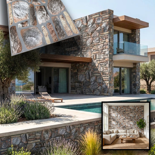 CAPPOTTO esterno - interno isolante in STYROFOAM 3D (120x50cm) con resine e malta Pietra Patinata