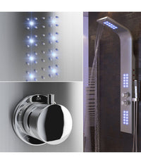 Pannello Colonna Doccia Cascata Pioggia Ugelli Idromassaggio Soffione Luci Led         