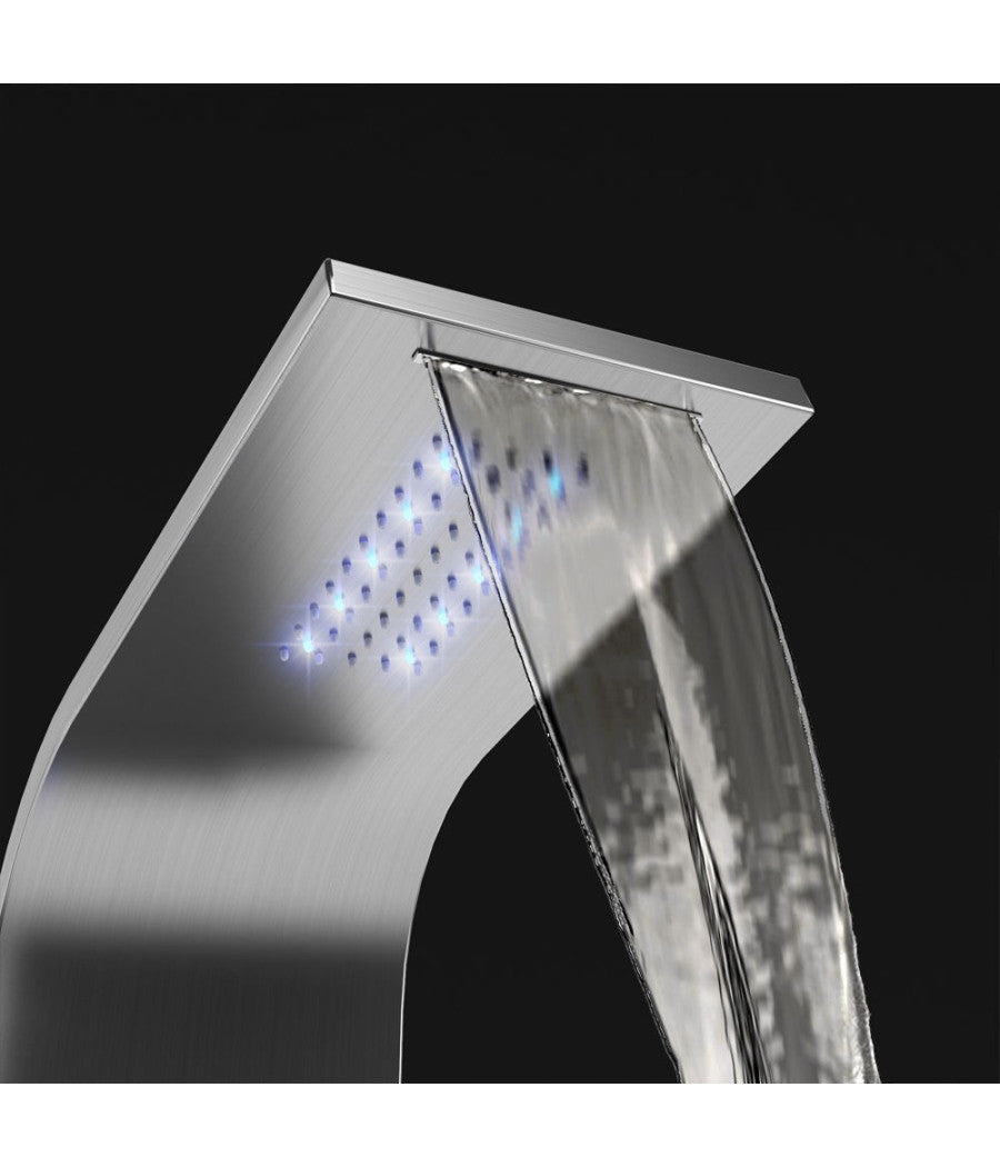 Pannello Colonna Doccia Cascata Pioggia Ugelli Idromassaggio Soffione Luci Led         