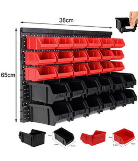 Pannello Da Parete Con 32 Box Contenitori Portautensili Organizer Porta Attrezzi         