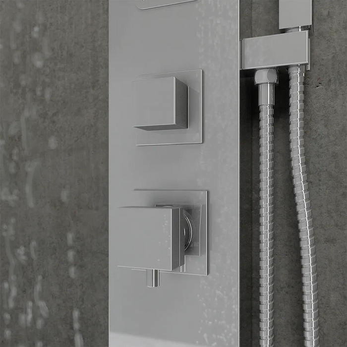 Pannello doccia 113x14cm in acciaio cromato a 3 funzioni con doccino e flessibile | Jog