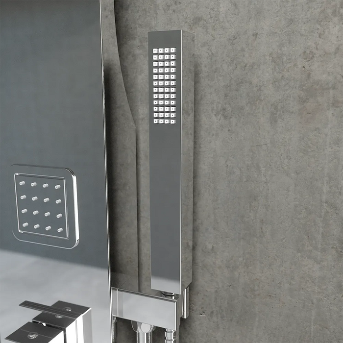 Pannello doccia 113x14cm in acciaio cromato a 3 funzioni con doccino e flessibile | Jog