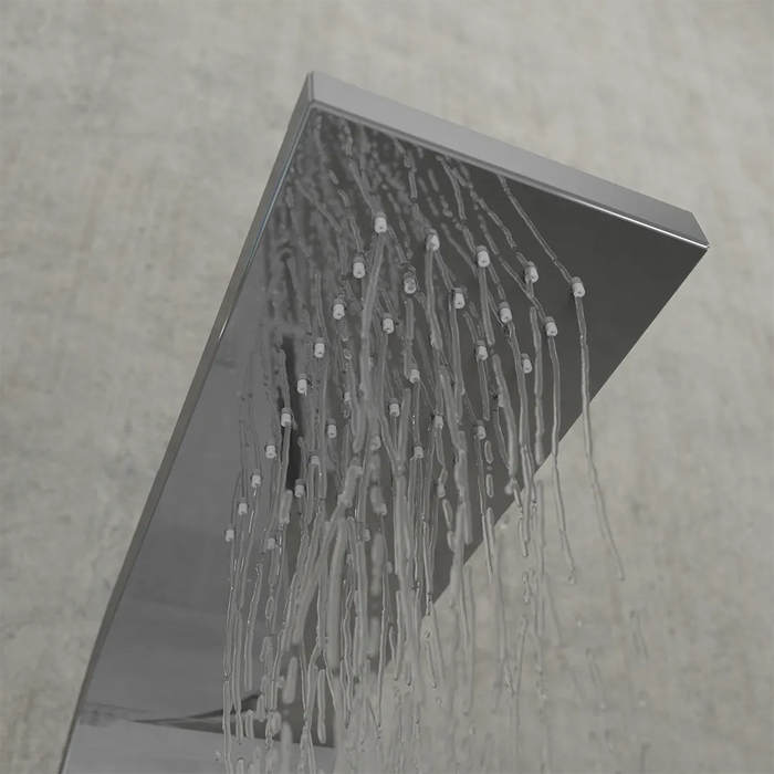 Pannello doccia 113x14cm in acciaio cromato a 3 funzioni con doccino e flessibile | Jog