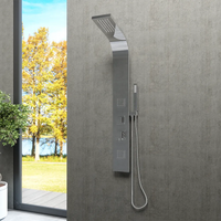 Pannello doccia 113x14cm in acciaio cromato a 3 funzioni con doccino e flessibile | Jog