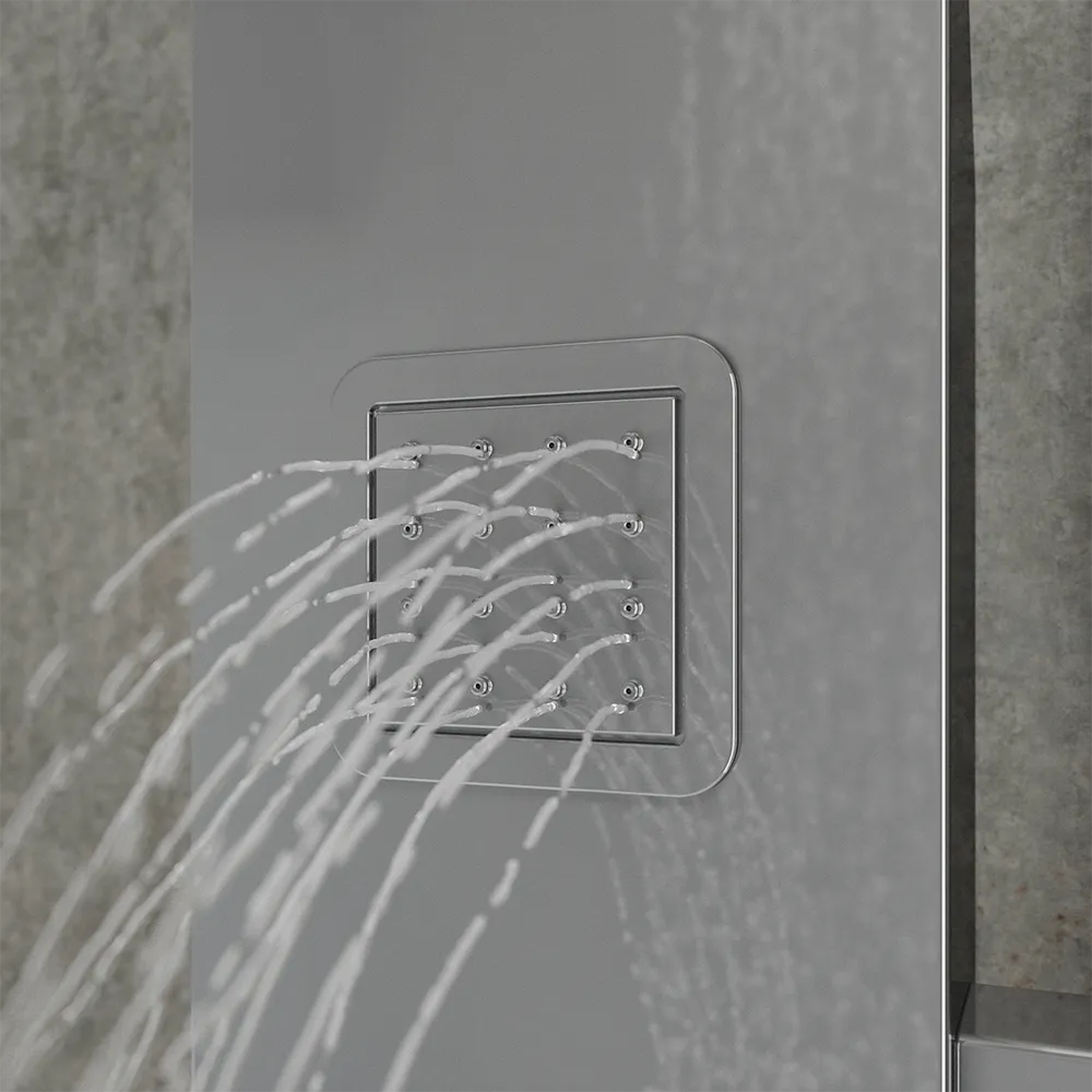 Pannello doccia 113x14cm in acciaio cromato a 3 funzioni con doccino e flessibile | Jog