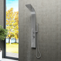 Pannello doccia 113x14cm in acciaio cromato a 3 funzioni con doccino e flessibile | Jog