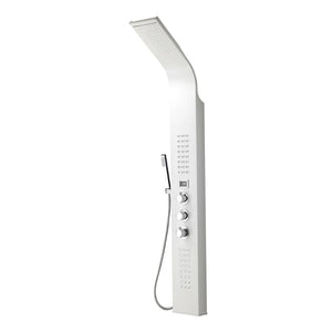 Pannello doccia bianco con 4 getti e monitor per la temperatura