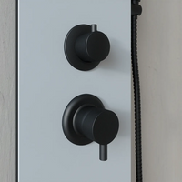 Pannello doccia 140x22cm in alluminio bianco e nero a 3 funzioni con doccino e flessible | Amur