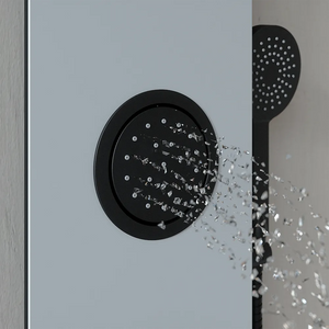 Pannello doccia 140x22cm in alluminio bianco e nero a 3 funzioni con doccino e flessible | Amur