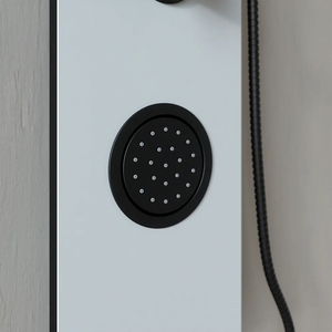 Pannello doccia 140x22cm in alluminio bianco e nero a 3 funzioni con doccino e flessible | Amur