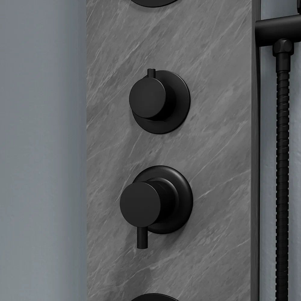 Pannello doccia 150x22cm in acciaio inox effetto cemento a 3 funzioni con doccino e flessibile | Bigar