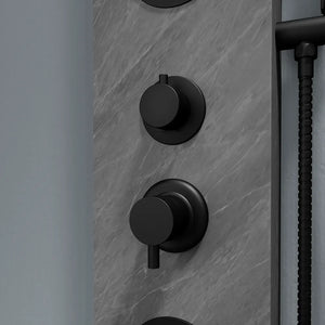 Pannello doccia 150x22cm in acciaio inox effetto cemento a 3 funzioni con doccino e flessibile | Bigar