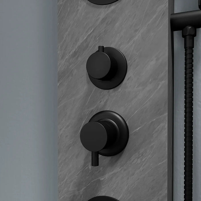 Pannello doccia 150x22cm in acciaio inox effetto cemento a 3 funzioni con doccino e flessibile | Bigar