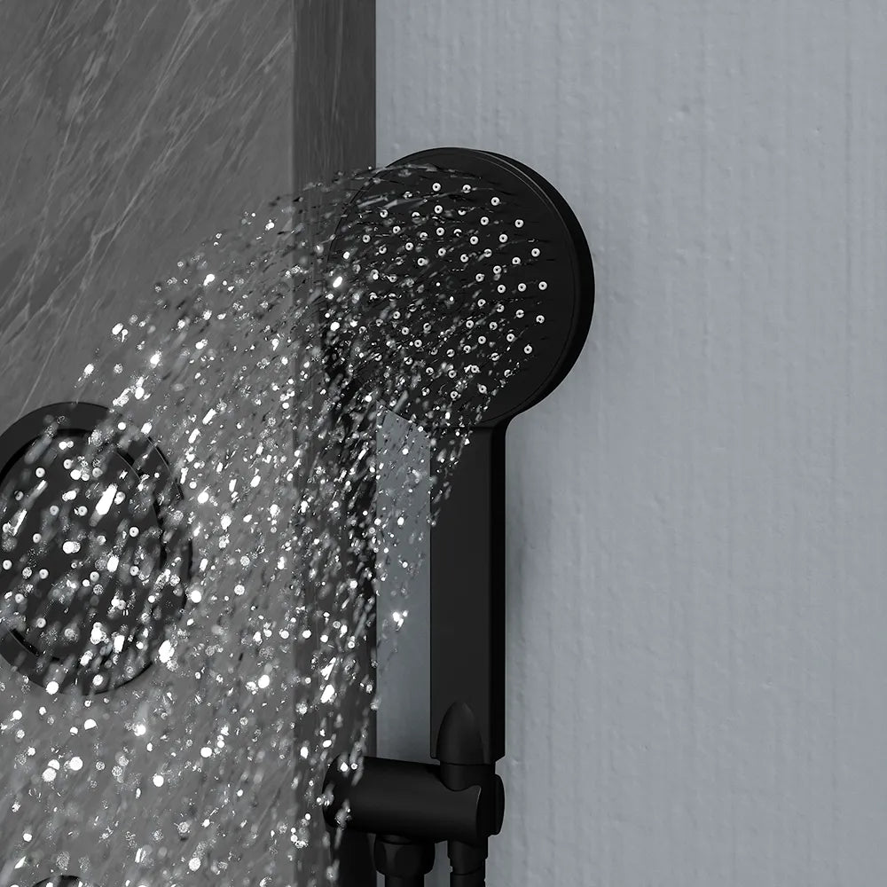 Pannello doccia 150x22cm in acciaio inox effetto cemento a 3 funzioni con doccino e flessibile | Bigar