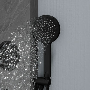 Pannello doccia 150x22cm in acciaio inox effetto cemento a 3 funzioni con doccino e flessibile | Bigar