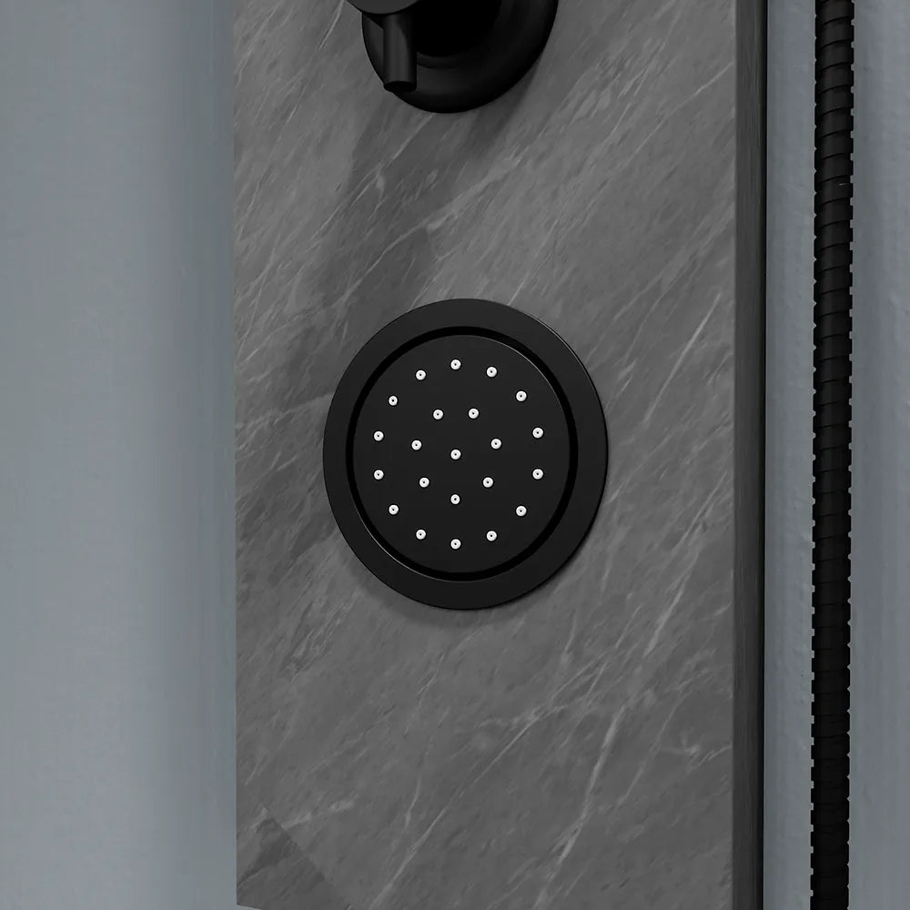 Pannello doccia 150x22cm in acciaio inox effetto cemento a 3 funzioni con doccino e flessibile | Bigar