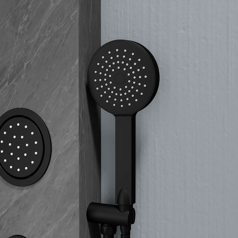 Pannello doccia 150x22cm in acciaio inox effetto cemento a 3 funzioni con doccino e flessibile | Bigar