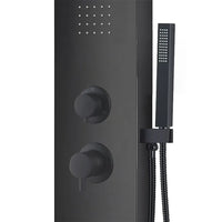 Pannello doccia idromassaggio in alluminio nero opaco con 4 getti