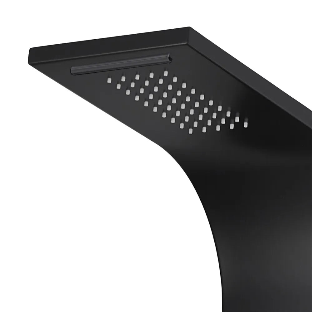 Pannello doccia idromassaggio in alluminio nero opaco con 4 getti