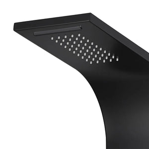 Pannello doccia idromassaggio in alluminio nero opaco con 4 getti