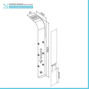 Pannello doccia multifunzione cromato lucido in acciaio inox con 4 getti