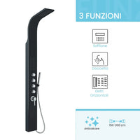 Pannello doccia multifunzione nero in alluminio con 4 funzioni