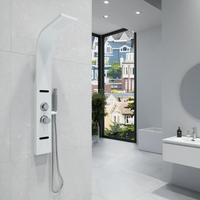 Pannello doccia in alluminio bianco opaco a 3 funzioni con doccino e flessibile | Nilo