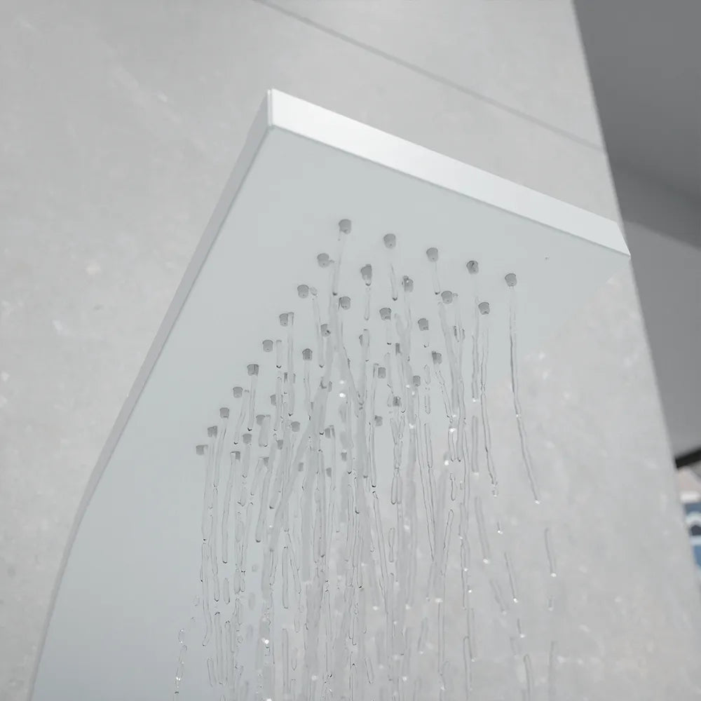 Pannello doccia in alluminio bianco opaco a 3 funzioni con doccino e flessibile | Nilo