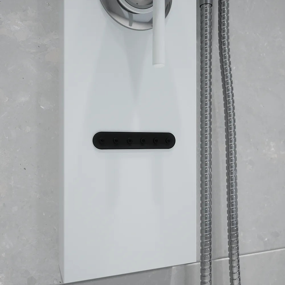 Pannello doccia in alluminio bianco opaco a 3 funzioni con doccino e flessibile | Nilo