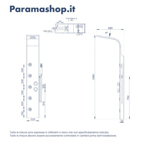 Pannello doccia in alluminio bianco opaco a 3 funzioni con doccino e flessibile | Nilo