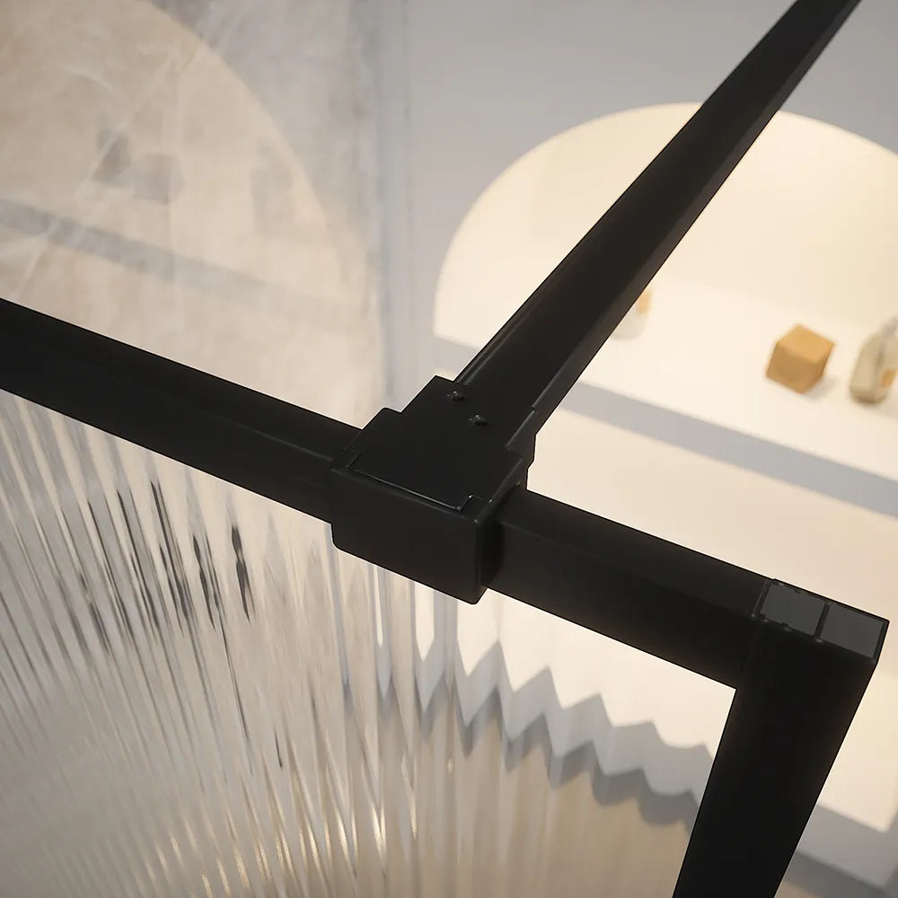 Doccia walk-in full frame 100 cm vetro cannettato profili neri | Rodi