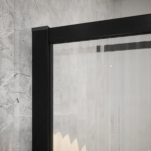 Doccia walk-in full frame 120 cm vetro cannettato profili neri | Rodi
