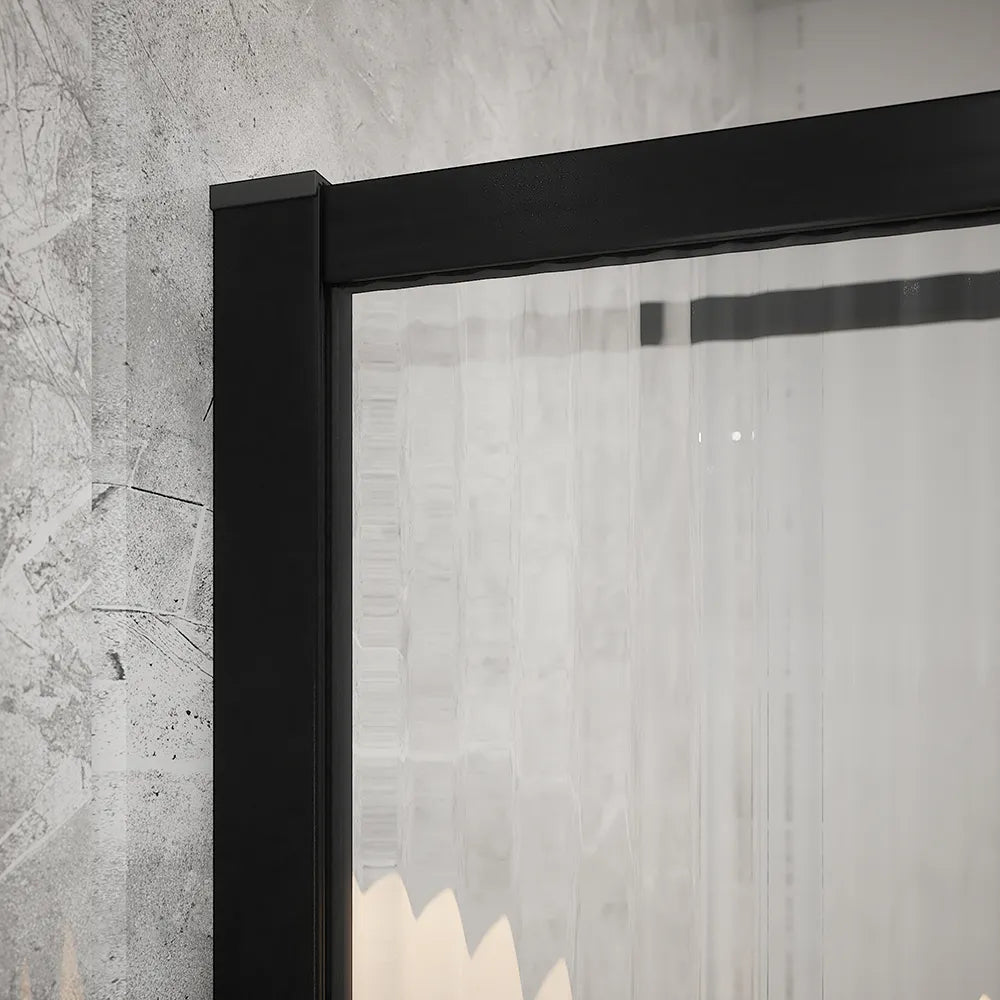 Doccia walk-in full frame 110 cm vetro cannettato profili neri | Rodi