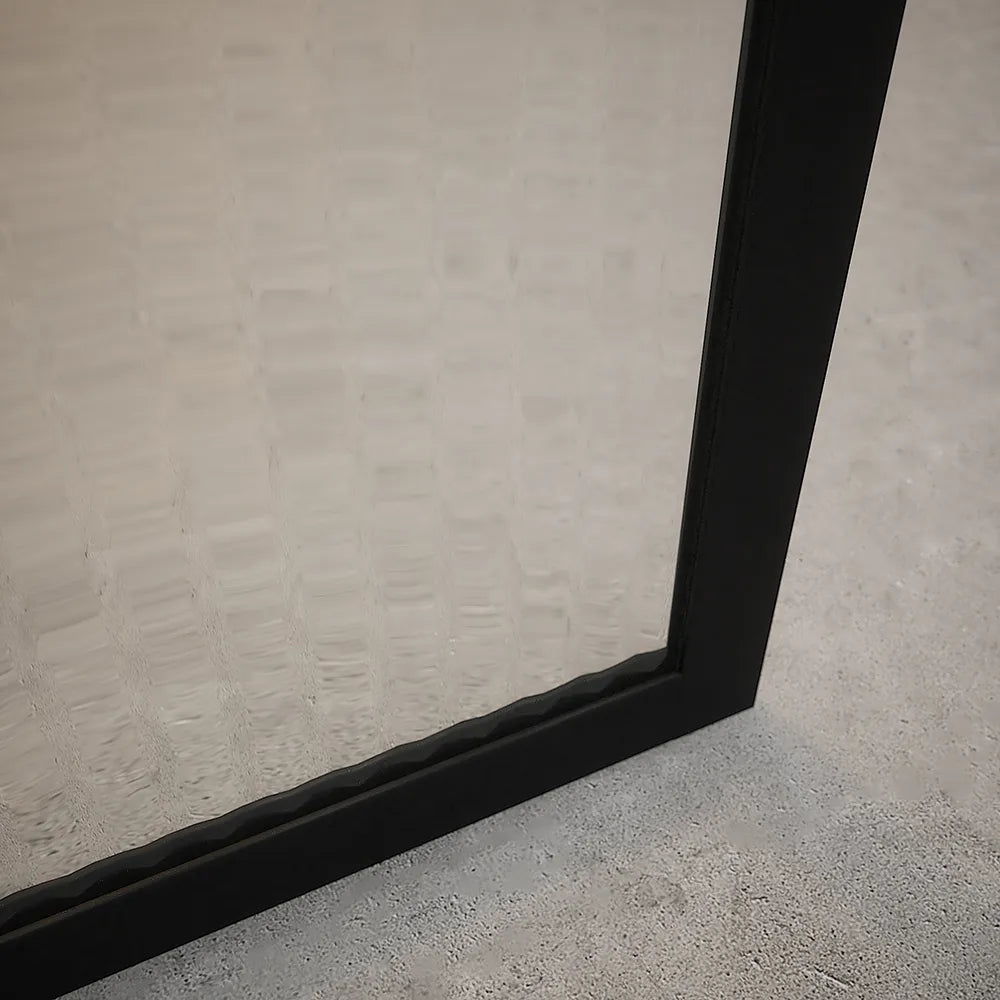 Doccia walk-in full frame 80 cm vetro cannettato profili neri | Rodi