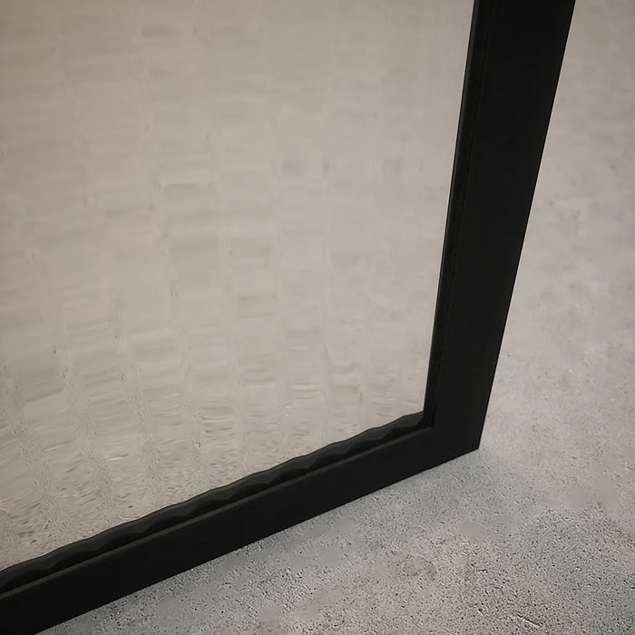 Doccia walk-in full frame 120 cm vetro cannettato profili neri | Rodi