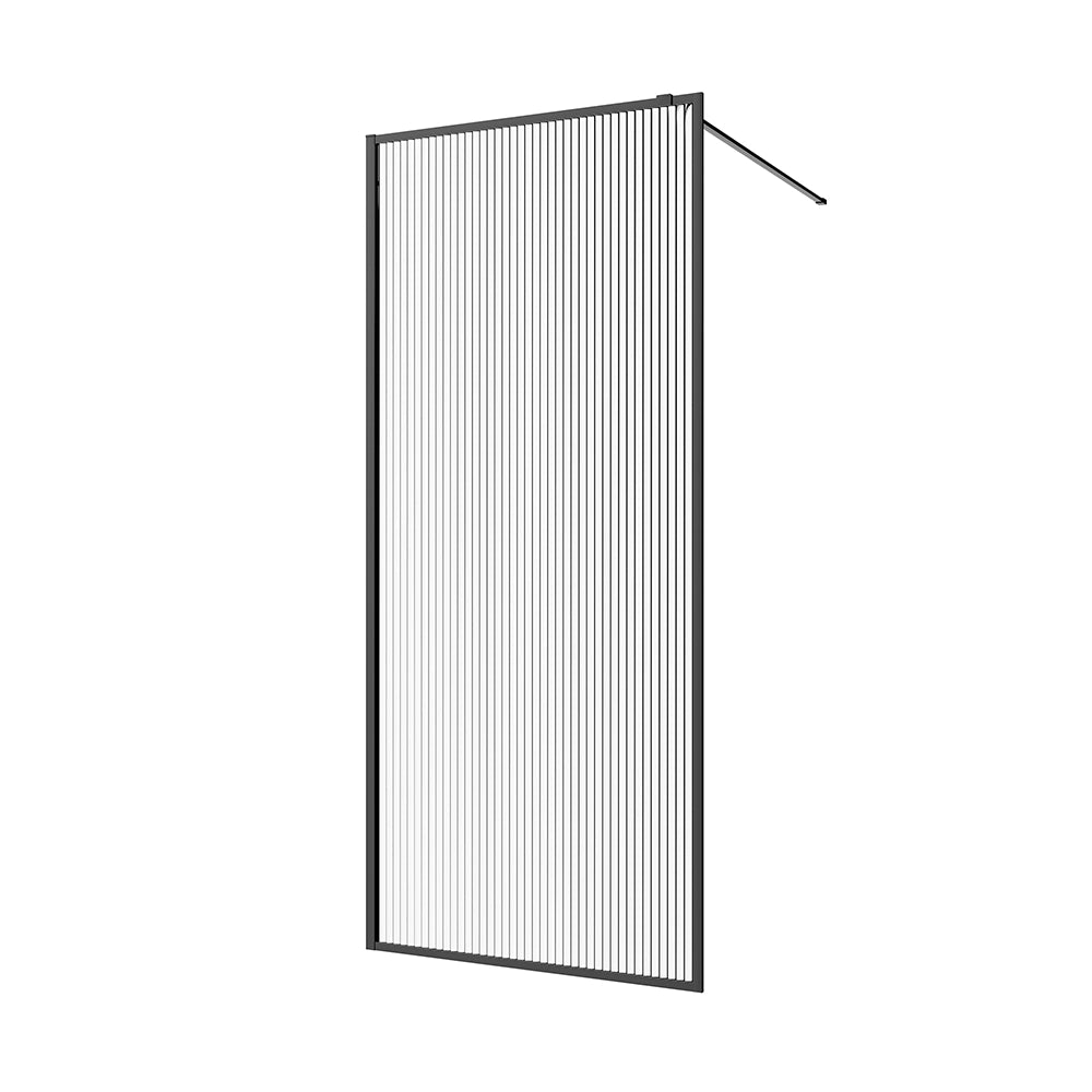 Doccia walk-in full frame 110 cm vetro cannettato profili neri | Rodi