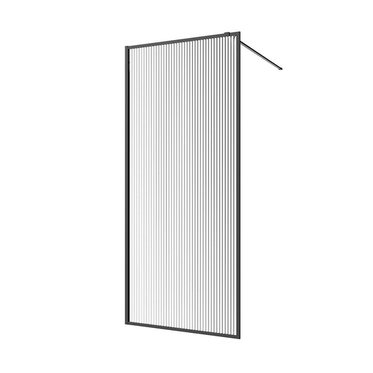 Doccia walk-in full frame 80 cm vetro cannettato profili neri | Rodi