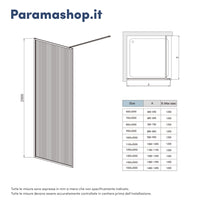 Doccia walk-in full frame 60 cm vetro cannettato profili neri | Rodi