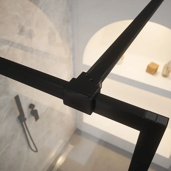 Doccia walk-in full frame 150 cm vetro trasparente profili neri | Rodi