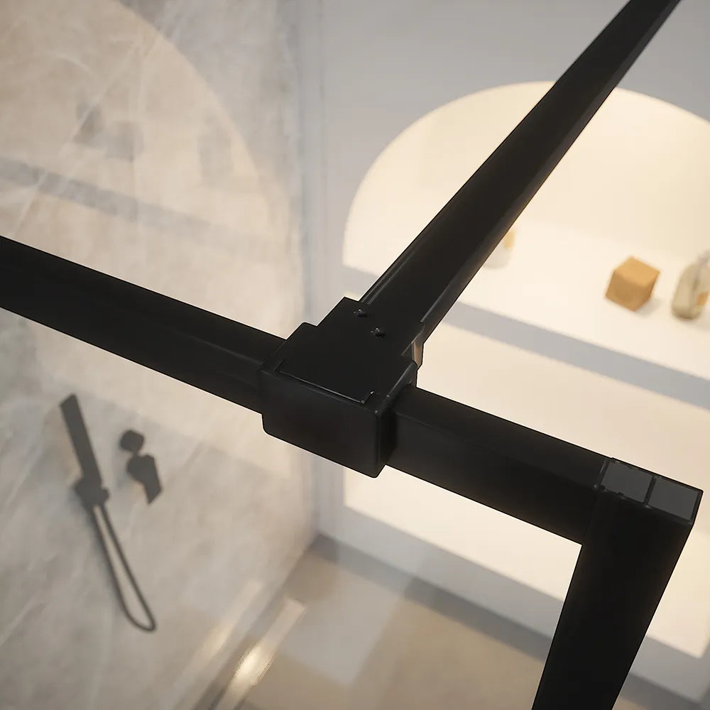 Doccia walk-in full frame 90 cm vetro trasparente profili neri | Rodi