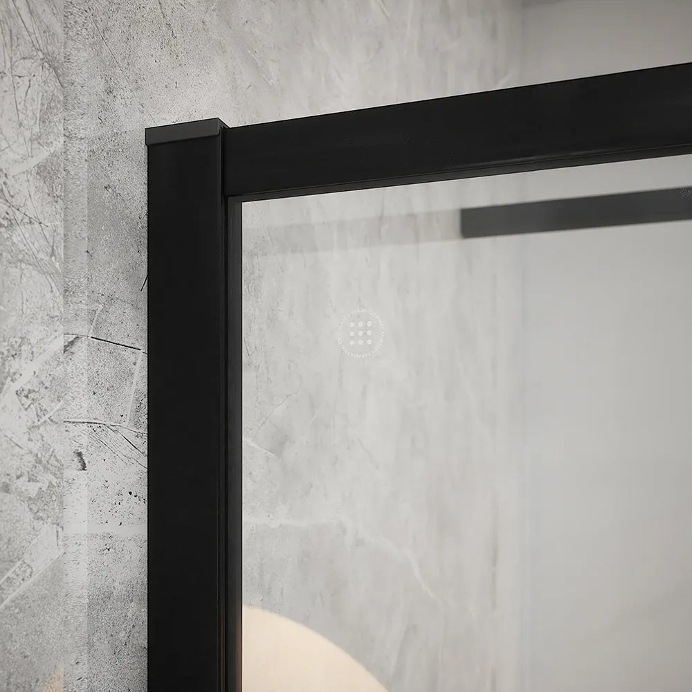 Doccia walk-in full frame 90 cm vetro trasparente profili neri | Rodi