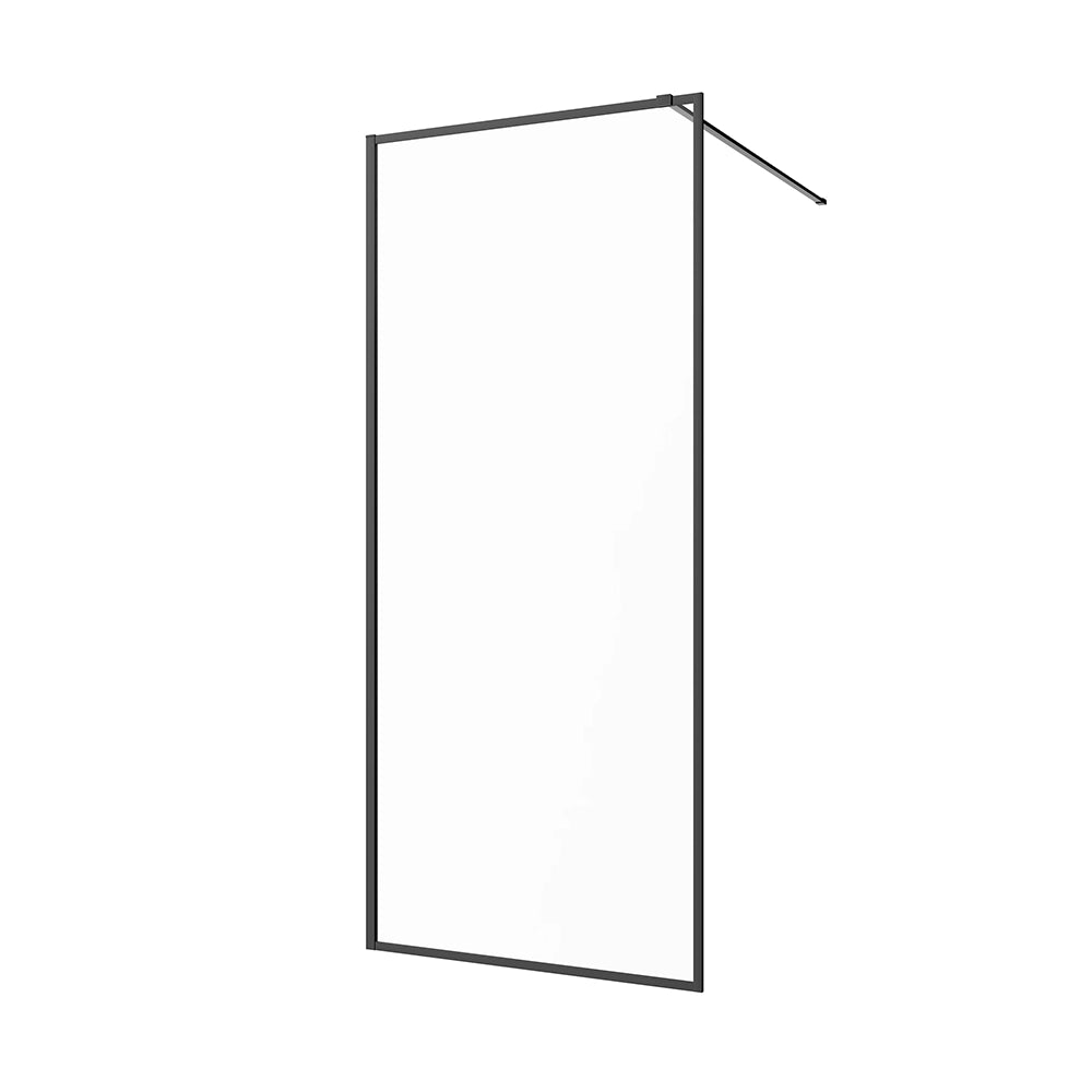 Doccia walk-in full frame 150 cm vetro trasparente profili neri | Rodi